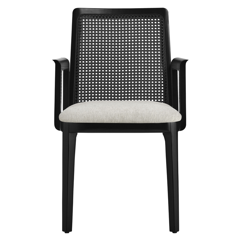 Monarch Dining Armchair in Black Black Heathered Weave Ivory