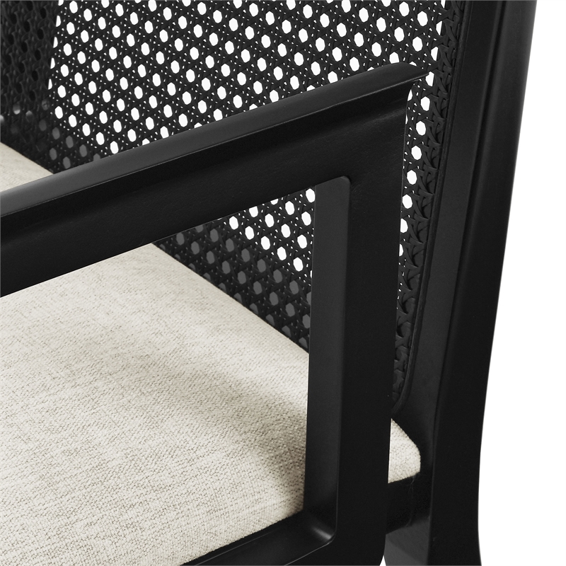 Monarch Dining Armchair in Black Black Heathered Weave Ivory