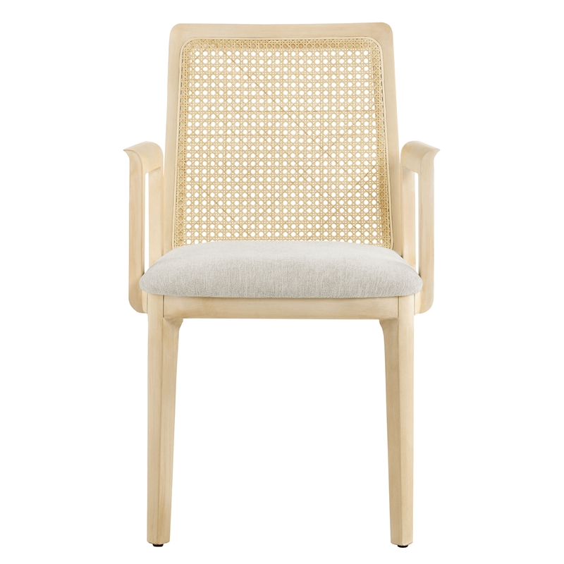 Monarch Dining Armchair in Antique White Natural Heathered Weave Ivory