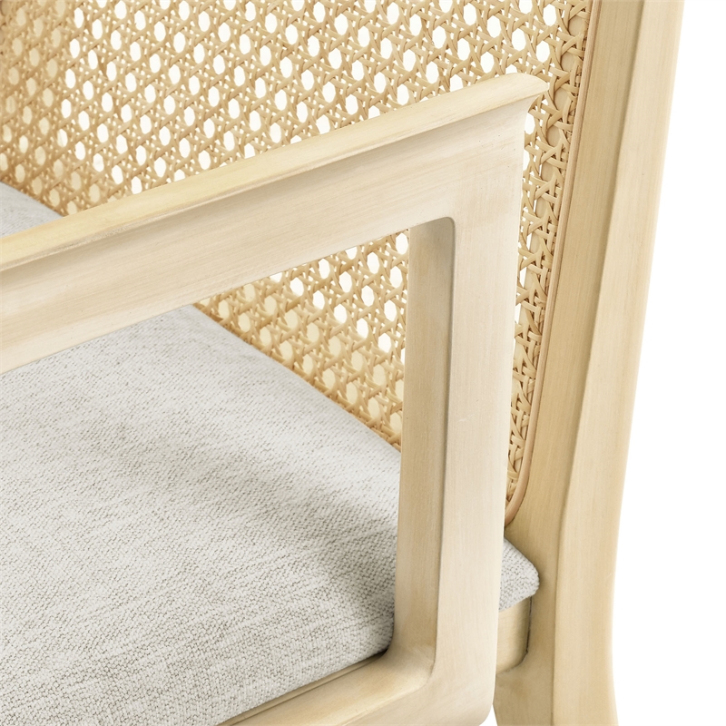 Monarch Dining Armchair in Antique White Natural Heathered Weave Ivory
