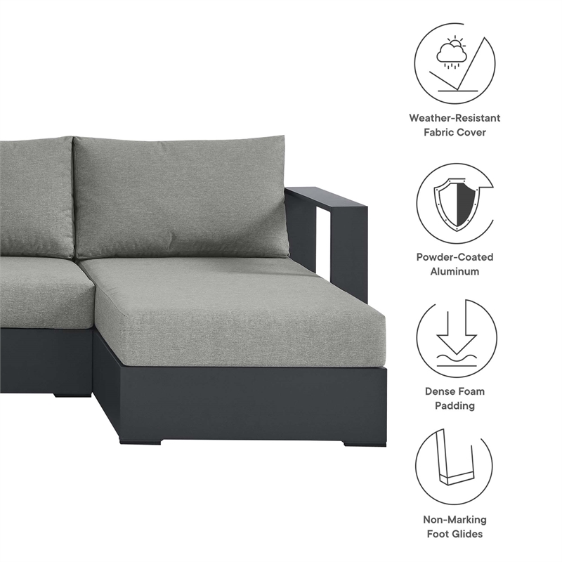 Tahoe 4-Piece Sectional Sofa Set in Gray Gray