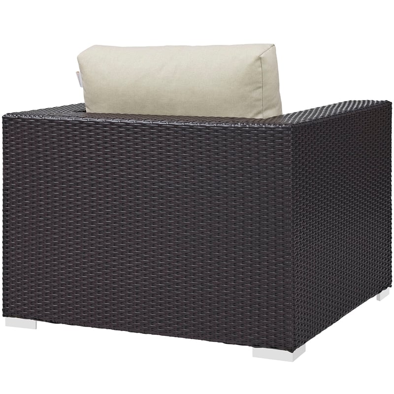 Modway Gather 7-Piece Synthetic Rattan Weave Sectional Set in Espresso/Beige