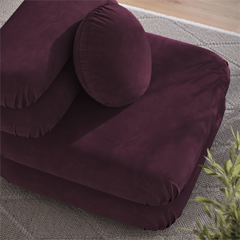 modway jubilee performance velvet upholstered armless chair in mulberry