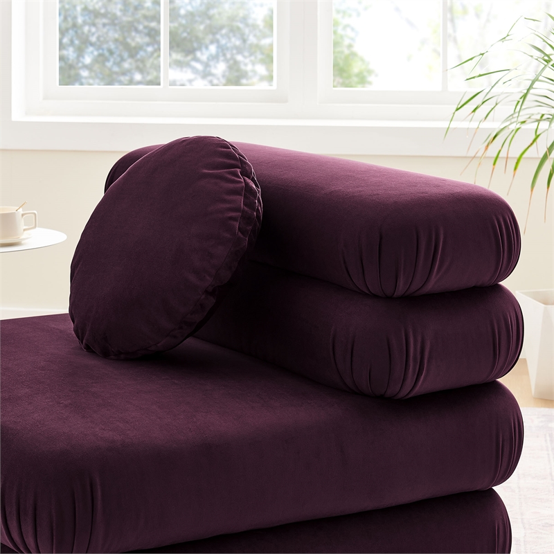 modway jubilee performance velvet upholstered armless chair in mulberry