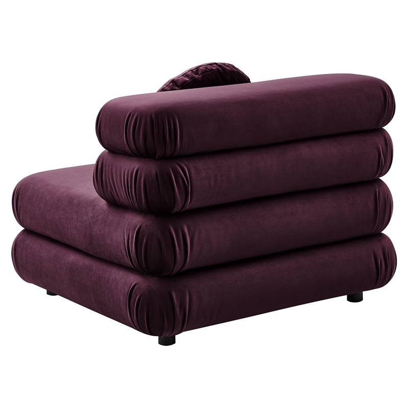 modway jubilee performance velvet upholstered armless chair in mulberry