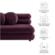 Modway Jubilee Performance Velvet Modular Armless Loveseat in Mulberry