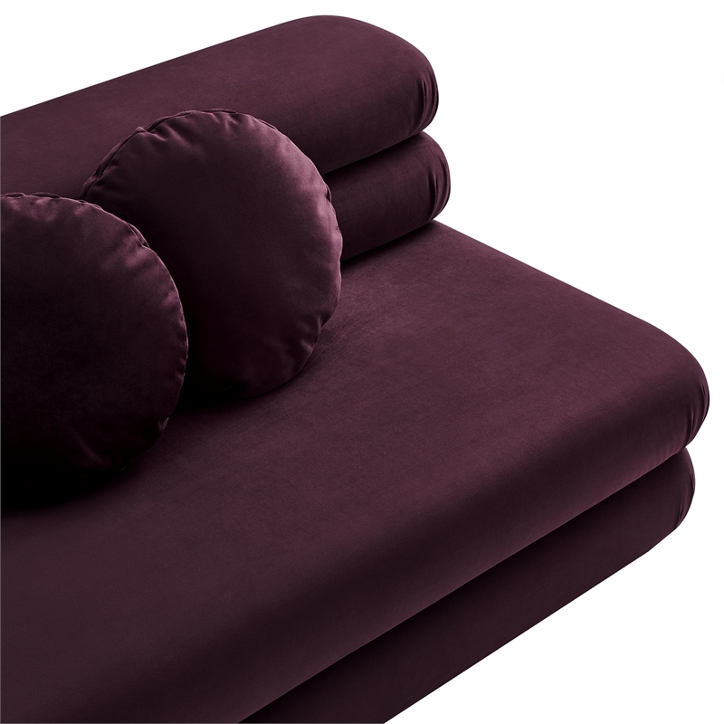 Modway Jubilee Performance Velvet Modular Armless Loveseat in Mulberry