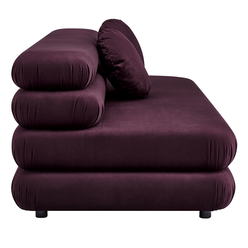 Modway Jubilee Performance Velvet Modular Armless Loveseat in Mulberry