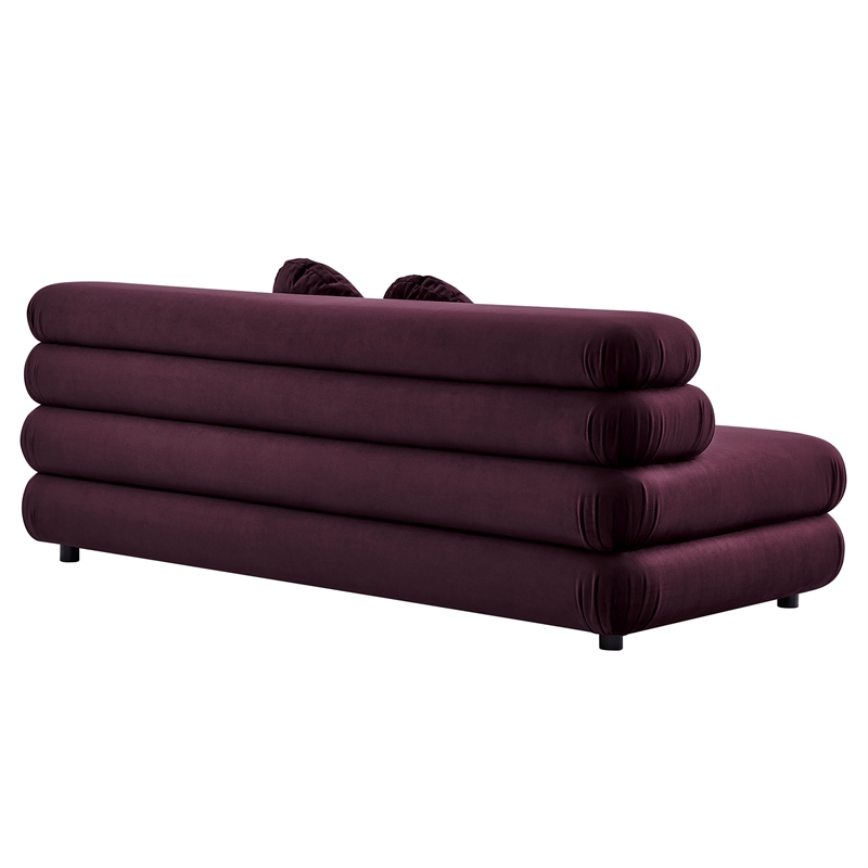Modway Jubilee Performance Velvet Modular Armless Loveseat in Mulberry