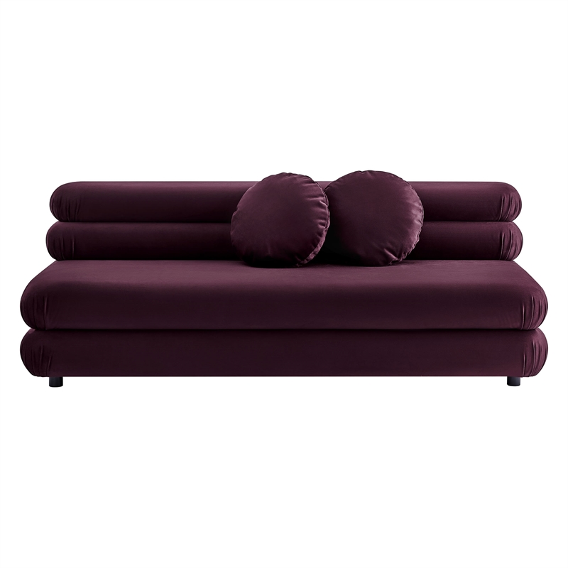 Modway Jubilee Performance Velvet Modular Armless Loveseat in Mulberry