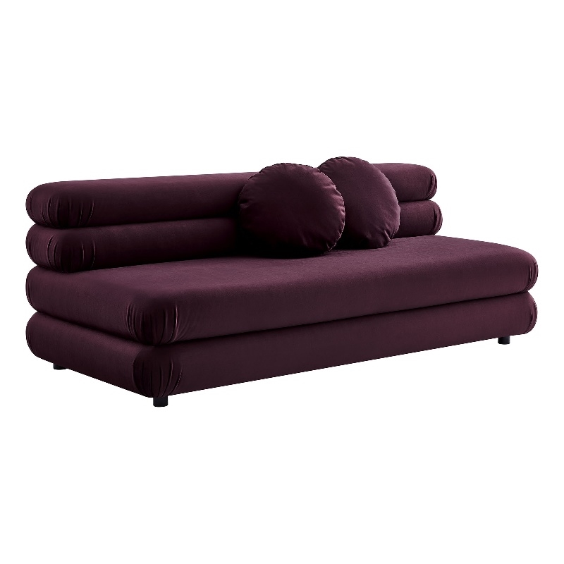 Modway Jubilee Performance Velvet Modular Armless Loveseat in Mulberry