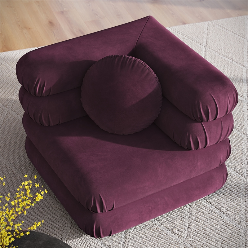 Modway Jubilee Performance Velvet Modular Corner Chair in Mulberry