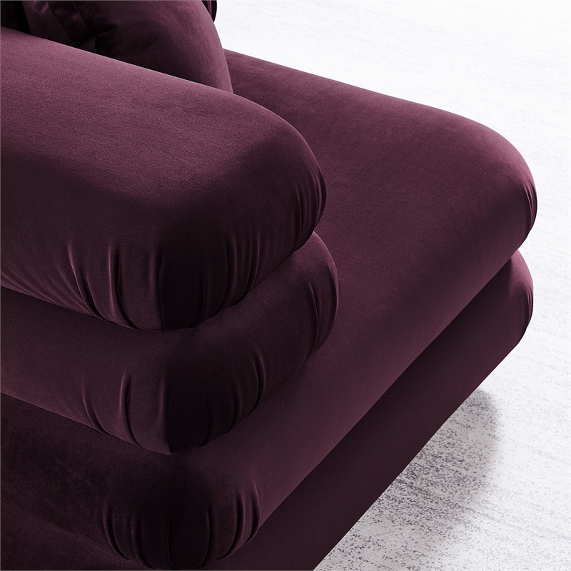 Modway Jubilee Performance Velvet Modular Corner Chair in Mulberry