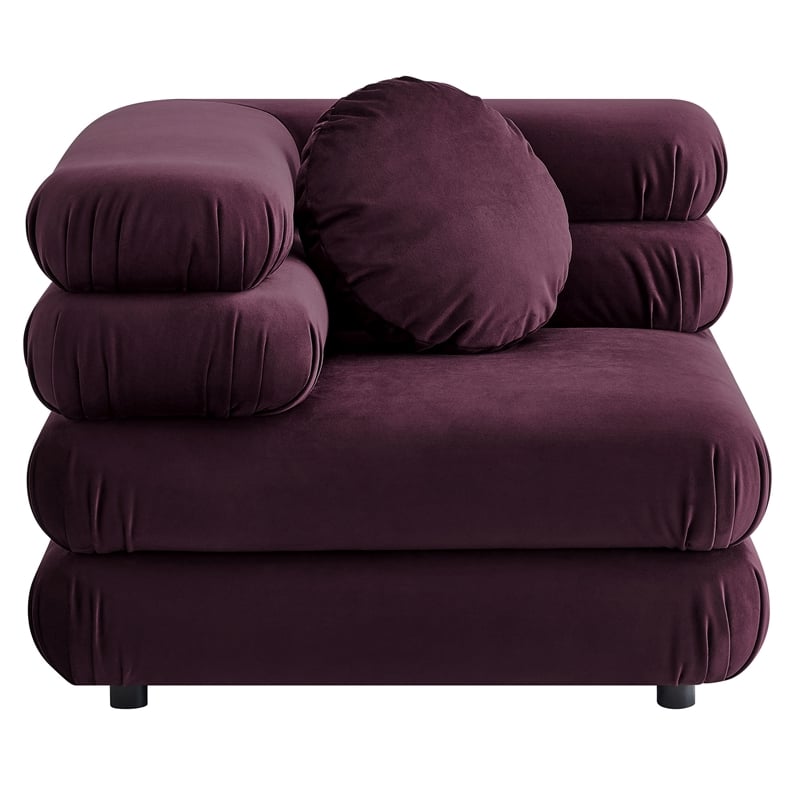 Modway Jubilee Performance Velvet Modular Corner Chair in Mulberry