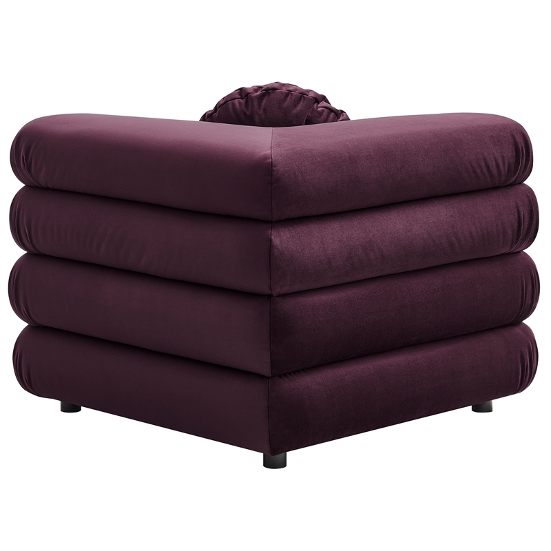 Modway Jubilee Performance Velvet Modular Corner Chair in Mulberry