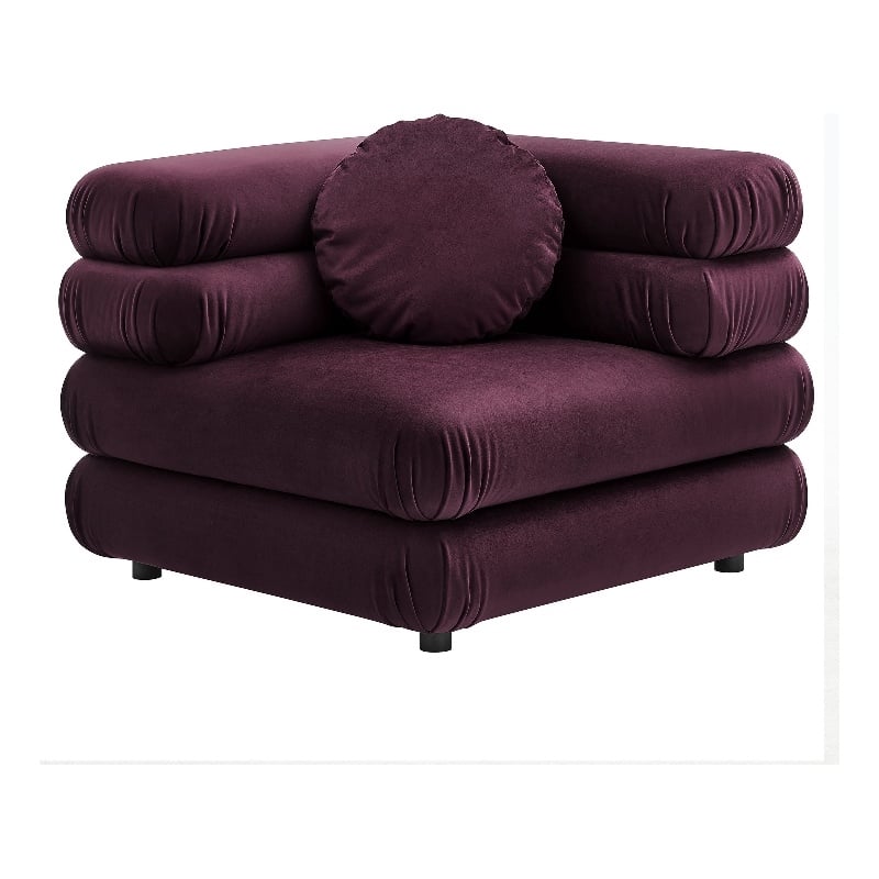 Modway Jubilee Performance Velvet Modular Corner Chair in Mulberry