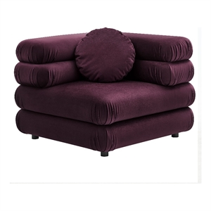 Modway Jubilee Performance Velvet Modular Corner Chair in Mulberry