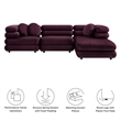 Jubilee 4-Piece Sectional Sofa in Mulberry