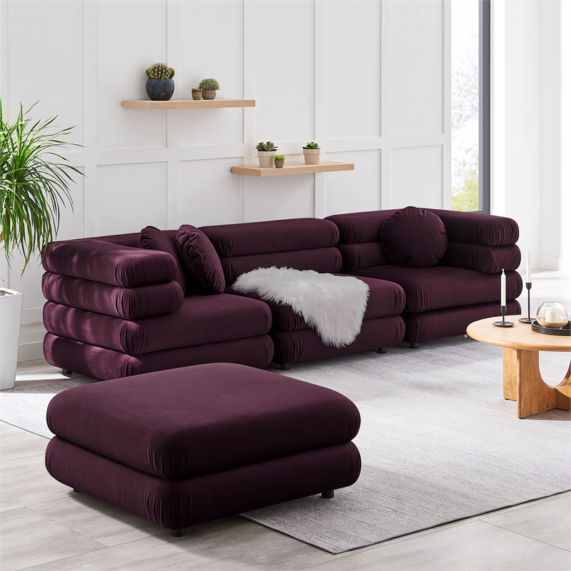 Jubilee 4-Piece Sectional Sofa in Mulberry