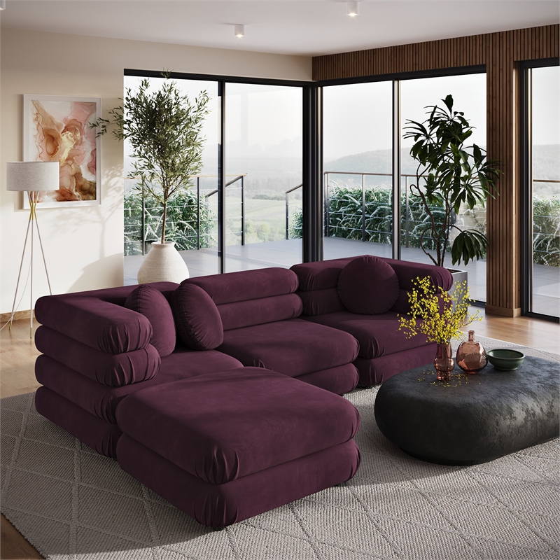 Jubilee 4-Piece Sectional Sofa in Mulberry