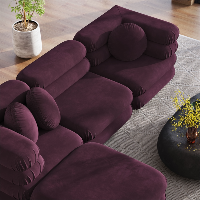 Jubilee 4-Piece Sectional Sofa in Mulberry