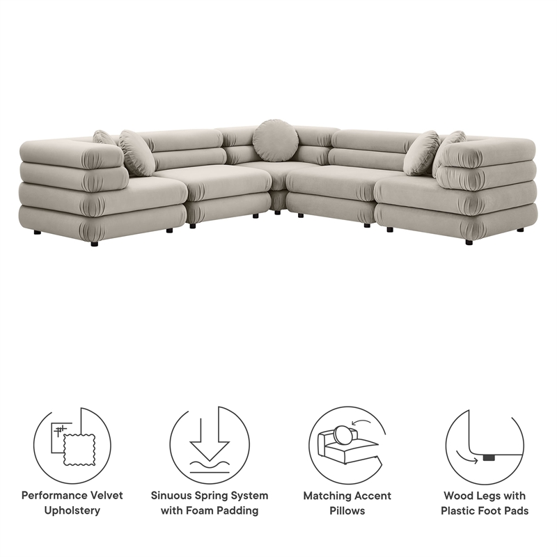 Jubilee 5-Piece Sectional Sofa in Almond