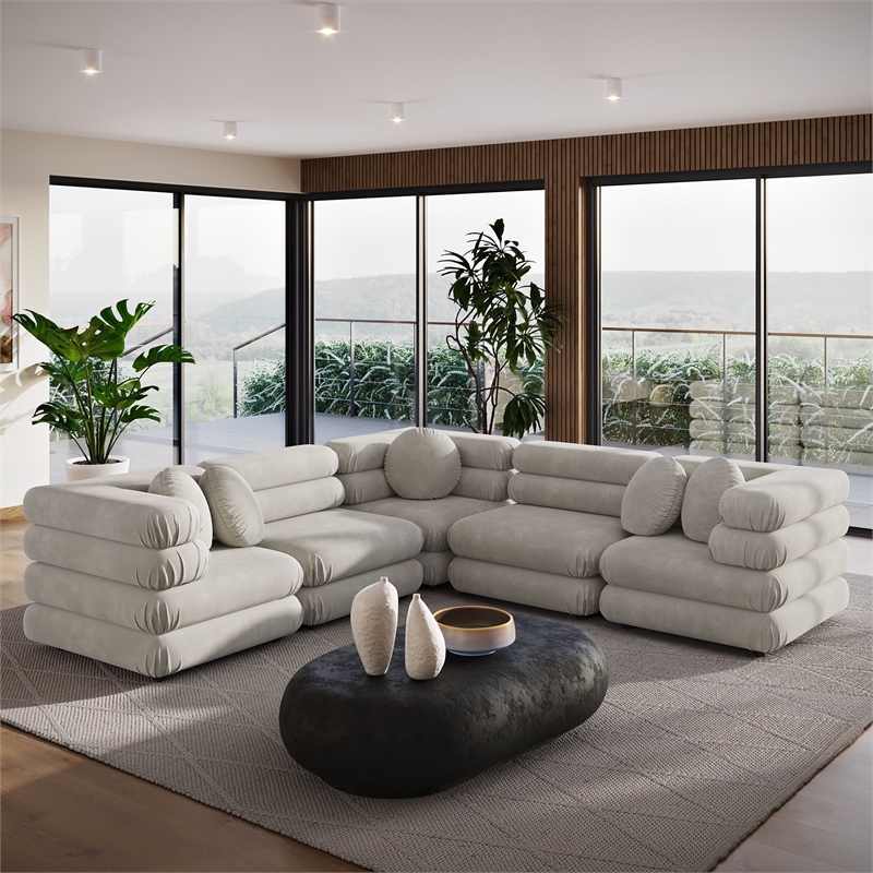 Jubilee 5-Piece Sectional Sofa in Almond