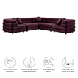 Jubilee 5-Piece Sectional Sofa in Mulberry