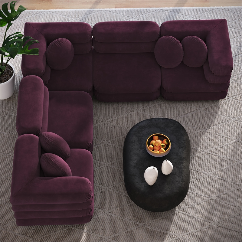 Jubilee 5-Piece Sectional Sofa in Mulberry