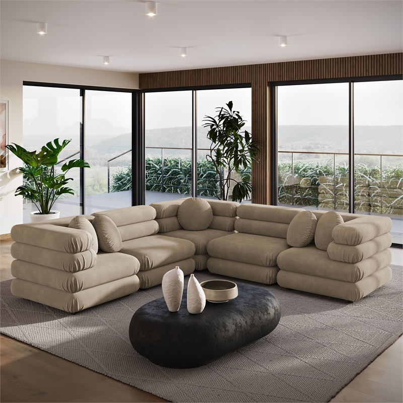 Jubilee 5-Piece Sectional Sofa in Taupe