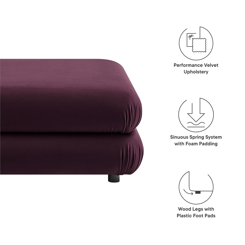 Modway Jubilee Performance Velvet Ottoman in Mulberry