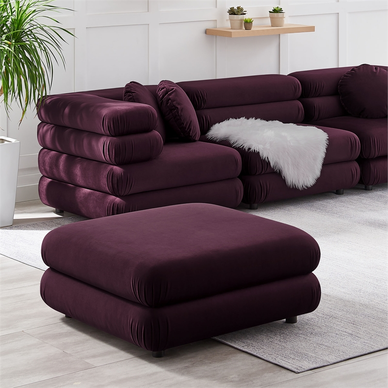 Modway Jubilee Performance Velvet Ottoman in Mulberry