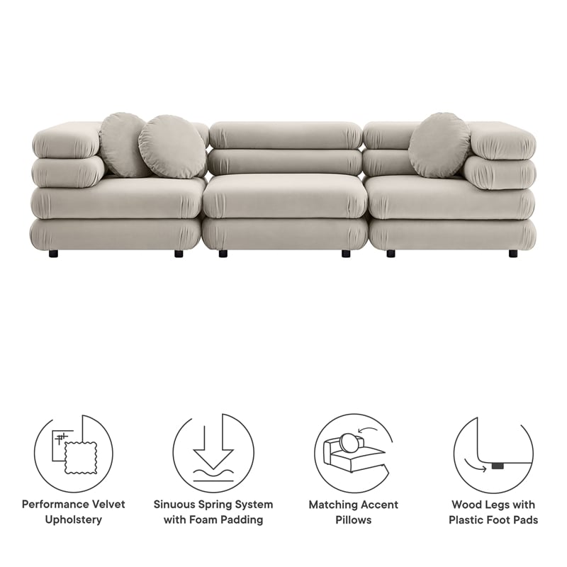Jubilee 3-Piece Sectional Sofa in Almond