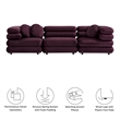 Jubilee 3-Piece Sectional Sofa in Mulberry