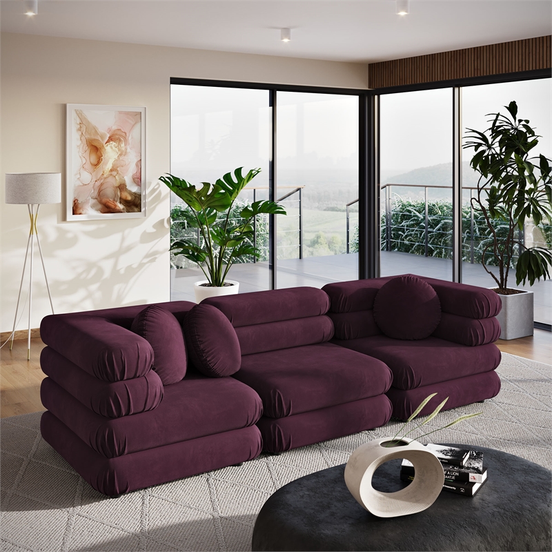 Jubilee 3-Piece Sectional Sofa in Mulberry