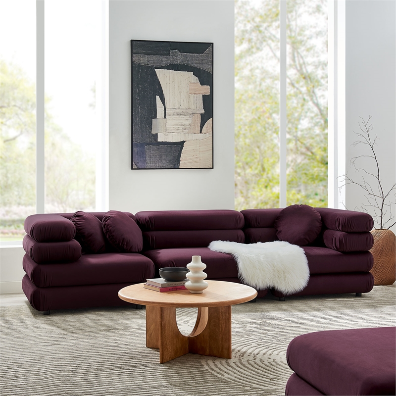 Jubilee 3-Piece Sectional Sofa in Mulberry