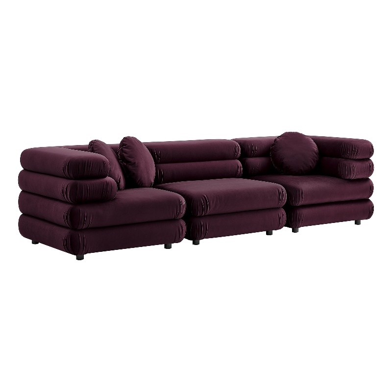 Jubilee 3-Piece Sectional Sofa in Mulberry