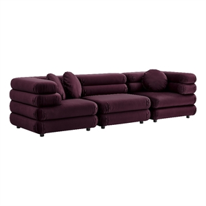 Jubilee 3-Piece Sectional Sofa in Mulberry
