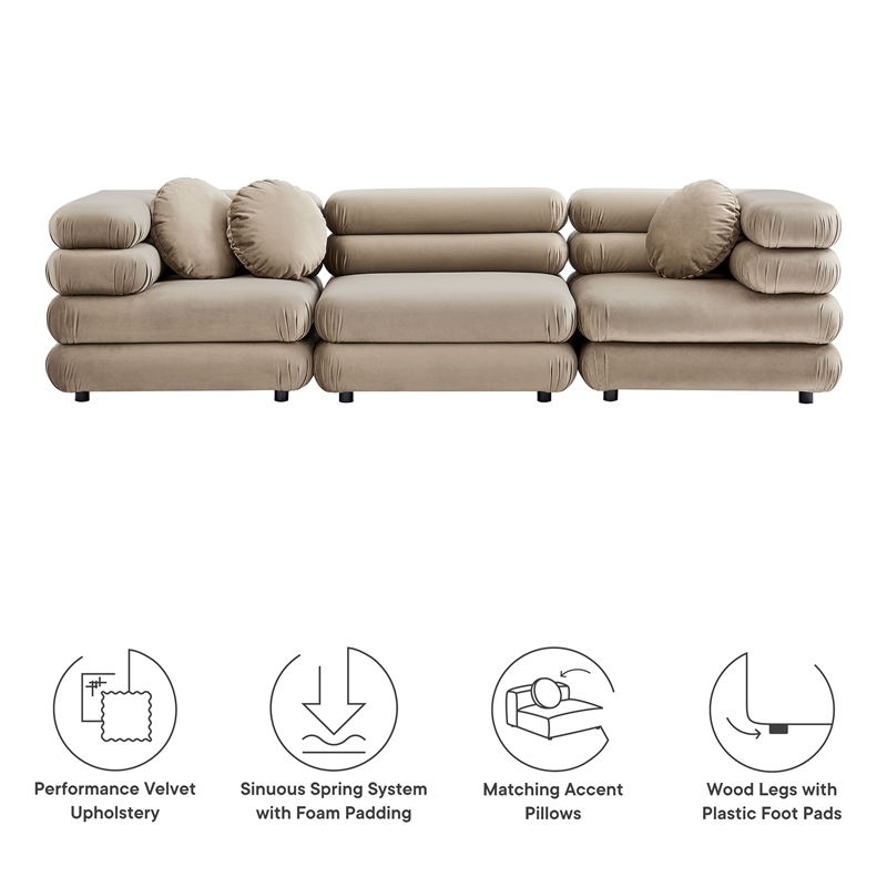 Jubilee 3-Piece Sectional Sofa in Taupe