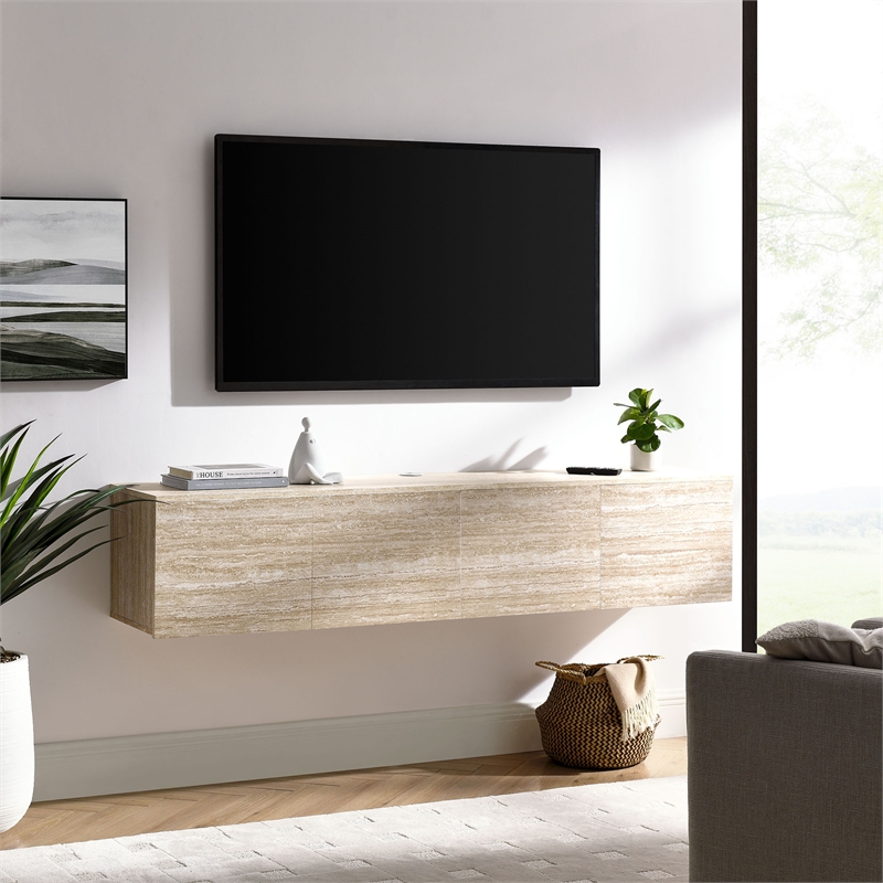 Terra TV Stand in Travertine