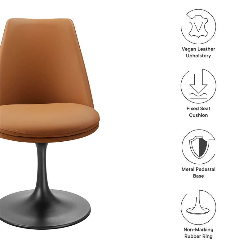 Modway Lippa Vegan Leather Upholstered Swivel Dining Chair in Black Tan
