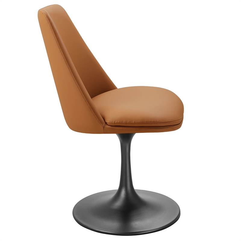 Modway Lippa Vegan Leather Upholstered Swivel Dining Chair in Black Tan