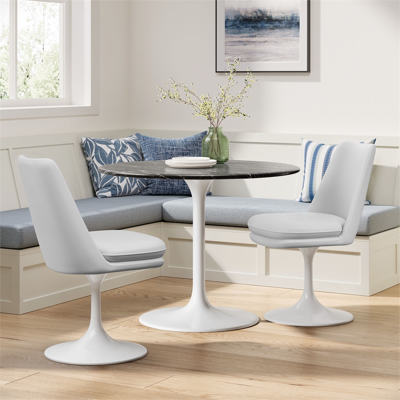 Lippa Swivel Dining Chair in White White