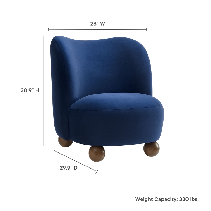 monroe accent chair in midnight blue walnut