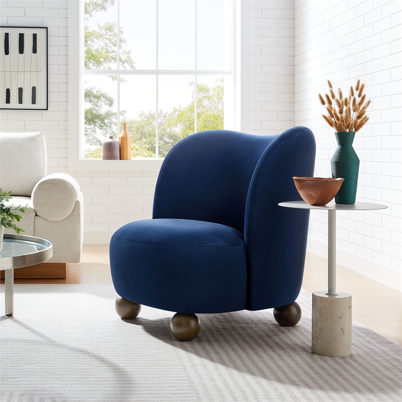 monroe accent chair in midnight blue walnut