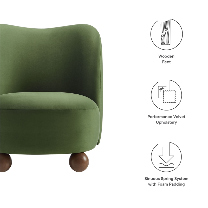 Monroe Accent Chair in Moss Green Walnut