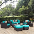 Modway Convene 8 Piece Sectional Set in Espresso Turquoise