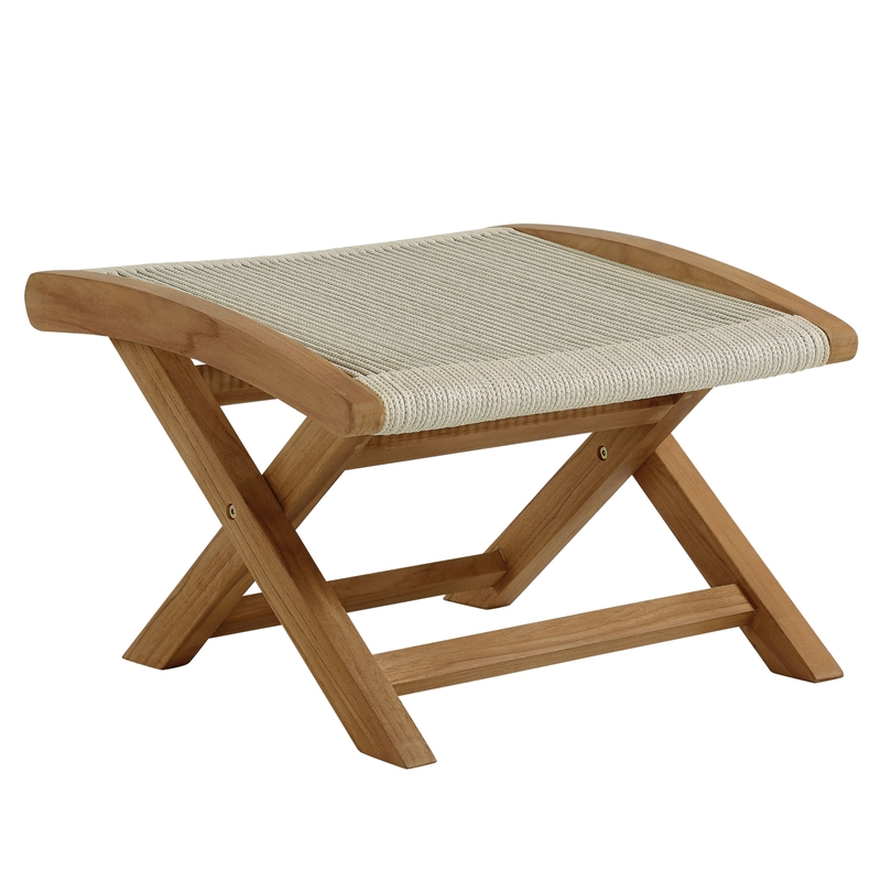 Vienna 2-Piece Folding Accent Lounge Chair and Ottoman Set in Natural Natural