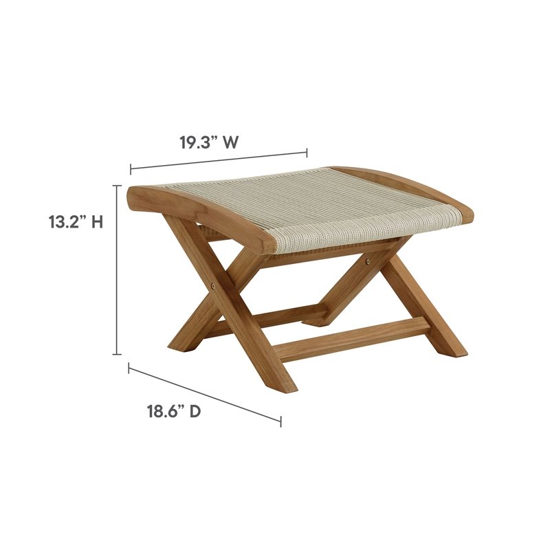 Vienna 2-Piece Folding Accent Lounge Chair and Ottoman Set in Natural Natural