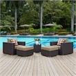 Modway Convene 5-Piece Outdoor Patio Sectional Set in Espresso/Mocha
